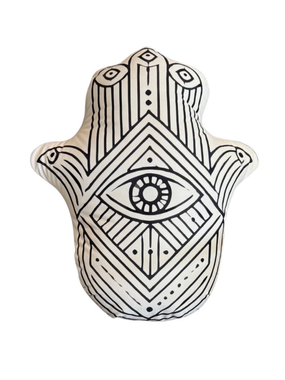 Hamsa Hand Shaped Pillow - Evil Eye Design - 100% Polyester - Handmade